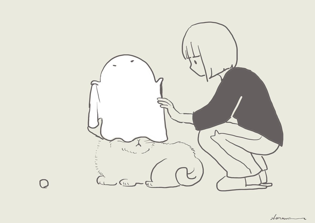 見せるおばけ Ghost shows off the cat. 