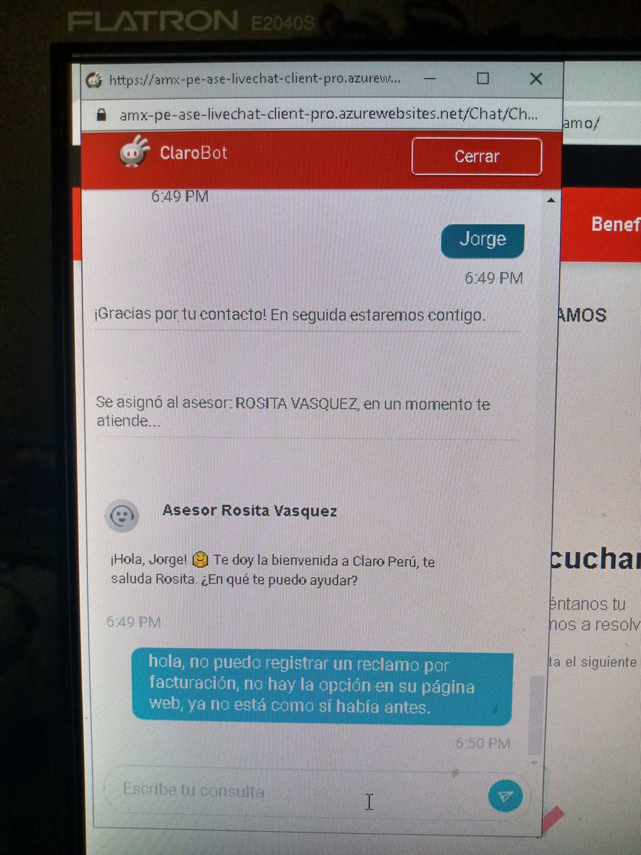 jebayonag's tweet photo. @OSIPTEL no se puede registrar vía web reclamos por facturación en @ClaroPeru no hay la opción, solo hay problemas precisos por otros motivos en la facturación, pero por causas de fallas, mala señal, menos del 40% garantizado, etc. para los descuentos respectivos no se puede. https://t.co/BJqlW9d9OF