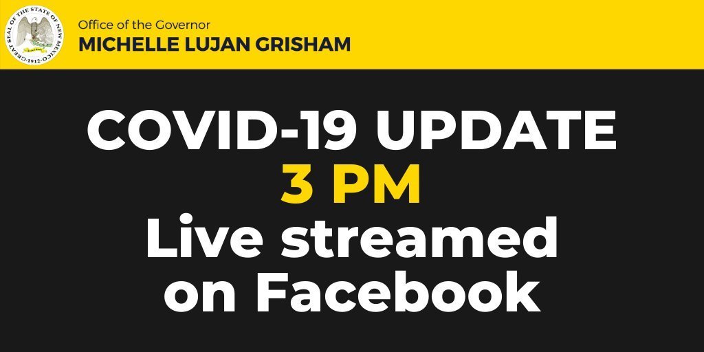 I'll be joined by state officials tomorrow afternoon to give an update on the ongoing #COVID19 pandemic in New Mexico.
Tune in at 3PM on Thursday: https://t.co/6Xq03mOSkC https://t.co/fB5NxAYne7