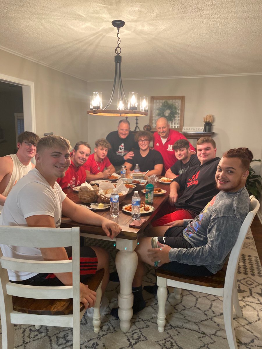 Varsity Lineman Pasta Night!  3 Pounds of Pasta, 54 Meatballs, 3lbs of Sausage, 3 loafs of bread...Gone!  #NeshannockFootball #Shazam!  Special Shout Out to Mrs. Mo, for the great dinner!