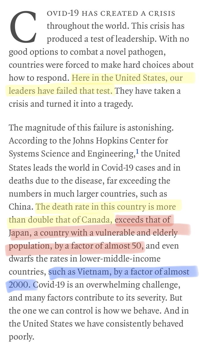 Regarding the arguments forwarded by the editors, we should first compare COVID rates of cherry-picked countries. Should Canadians complain that their death rate is ~1000x that of Vietnam?