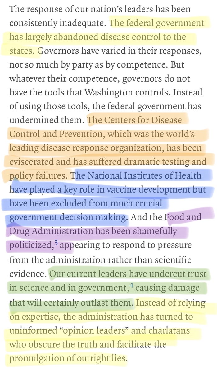 For the Federal Government to run things, we needed to be assured they were right. In the setting of a novel threat, that’s poor risk management. We need experimentation to see what’s best—and some will not be great. The key is to learn & adjust.