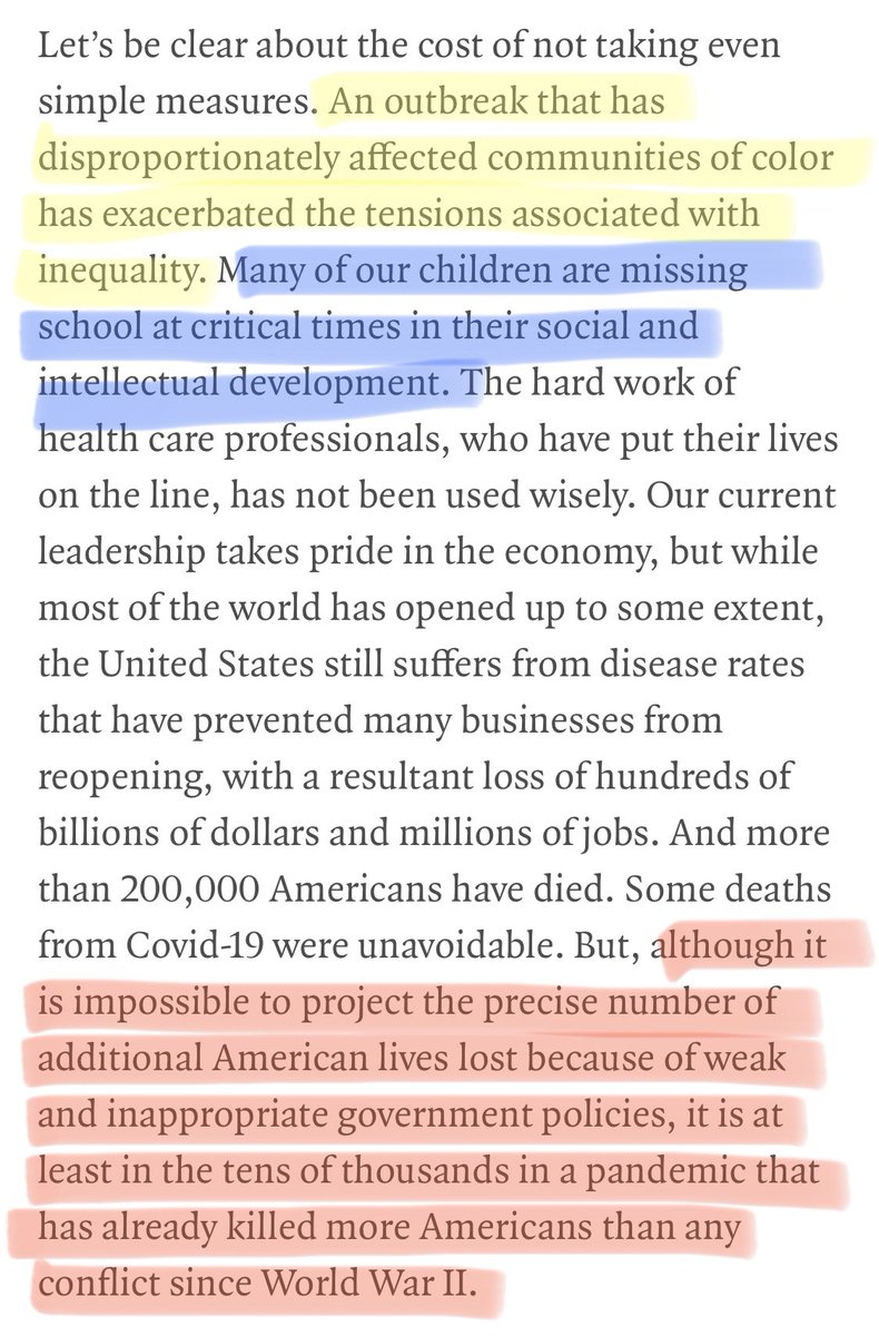 Are the editors claiming that COVID’s impact on minorities fed into this year’s protests? And school closures—maybe ask  @VPrasadMDMPH about that! And last, while I can’t be precise, this editorial may have led to even more deaths than the Surgisphere paper.
