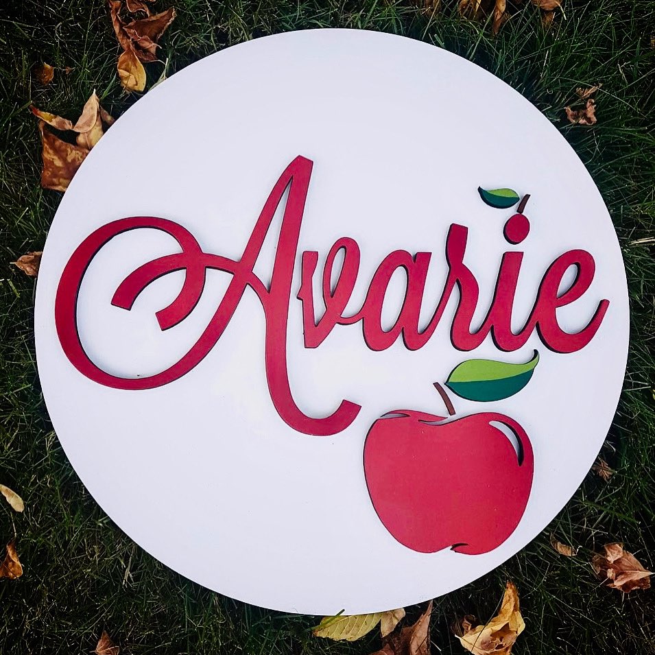 We love the creativity of our clients.  It makes the collaboration so enjoyable!
❤️🍎❤️
#signs #handcraftedsigns #woodsigns #lasercutsigns #namesigns #nurserysigns #personalizedsigns #decoratewithsigns  #handpaintedsigns #homedecorsigns #wemakesigns #welovetomakesigns