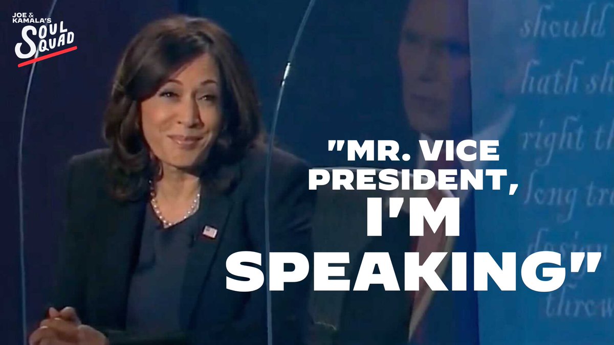 joessoulsquad's tweet photo. Don’t interrupt Kamala.
#LIVEQUOTE #VPDebate #VicePresidentialDebate #Utah #Debates2020 #DebateWednesday #SoulSquad #TeamJoe #Kamala #KHIVE #KamalaHarris #BidenHarris2020 #Biden #Harris #UniteForABetterAmerica #BuildBackBetter #TheNewAdministration https://t.co/OC5L6c71TK