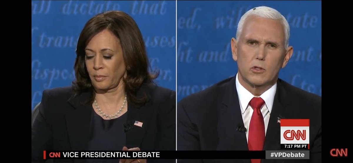 Shout out the fly that flew on Mike Pence’s head while he was supposed to be talking about the death of Breonna Taylor. Even insects know he’s made of shit. #Debates2020