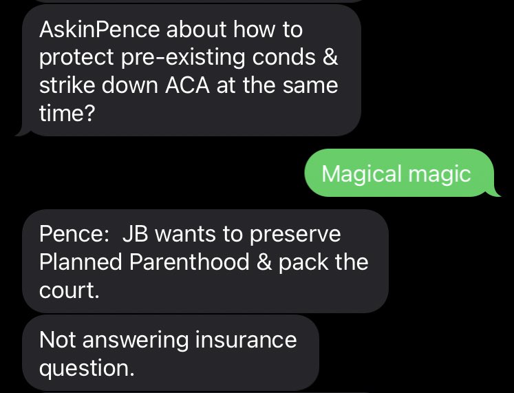 If you use my Pop text technique, no need to listen to pence’s dumb nothingness replies