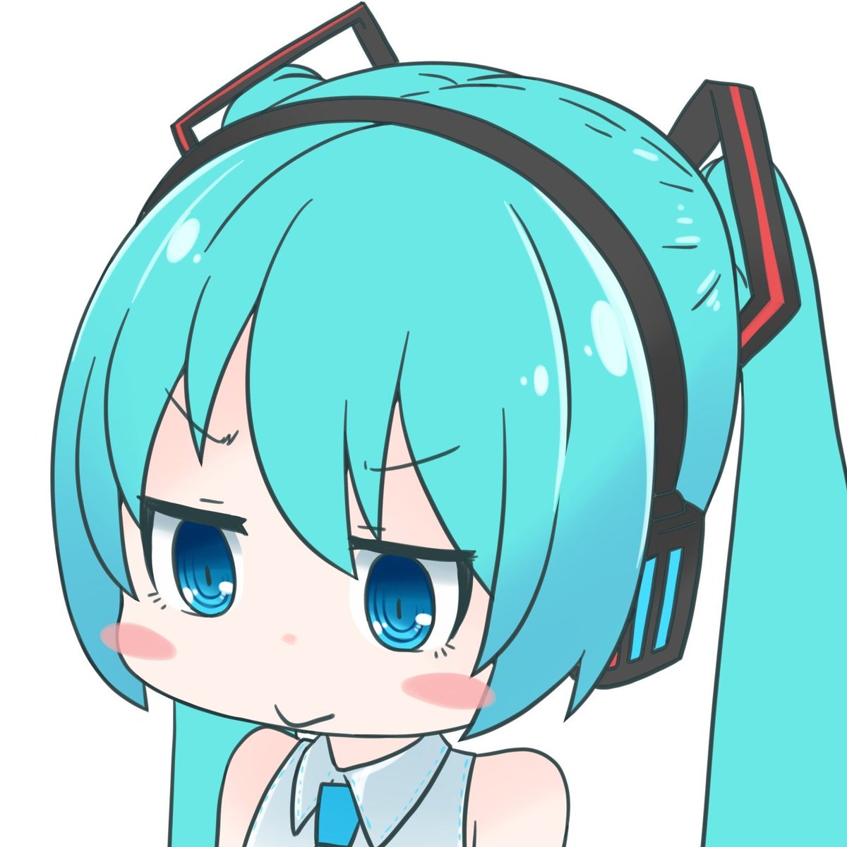 hatsune miku 1girl solo twintails long hair aqua hair blush stickers necktie  illustration images