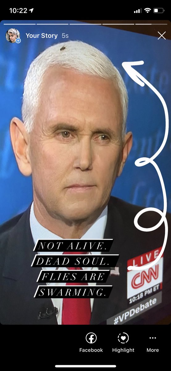 partypitek's tweet photo. The greatest shit, i mean lie detector. #flies #VPDebate #VPDebate2020 @KamalaHarris @VP https://t.co/2ubiPAcOGz
