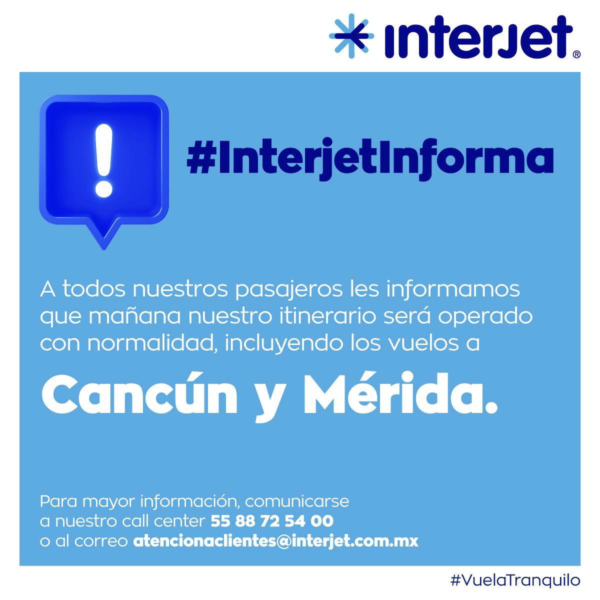 interjet's tweet photo. #InterjetInforma
Pasajeros viajando hacia/desde Cancún y Mérida este jueves 8 de octubre 2020. https://t.co/JiF50S8Wtx