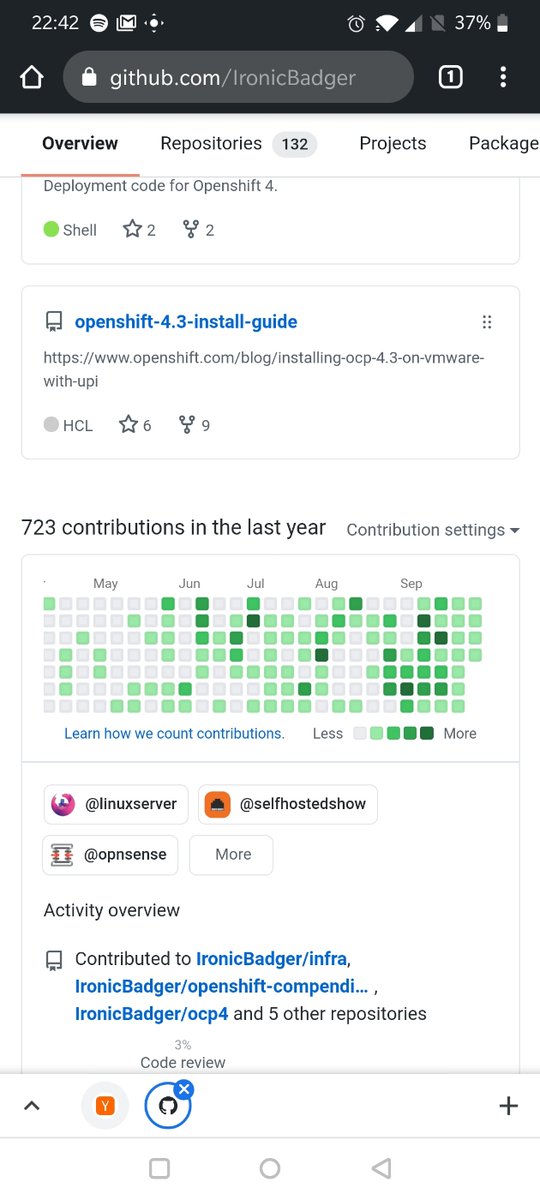 IronicBadger's tweet photo. I did it. I just committed to GitHub every single day for one month straight. I've gotten so much done, addressed some real tech debt in infrastructure that I manage and have a new found appreciation for how much work goes into open source in general. #justcommit 🎉☕ https://t.co/WADa55jNMK