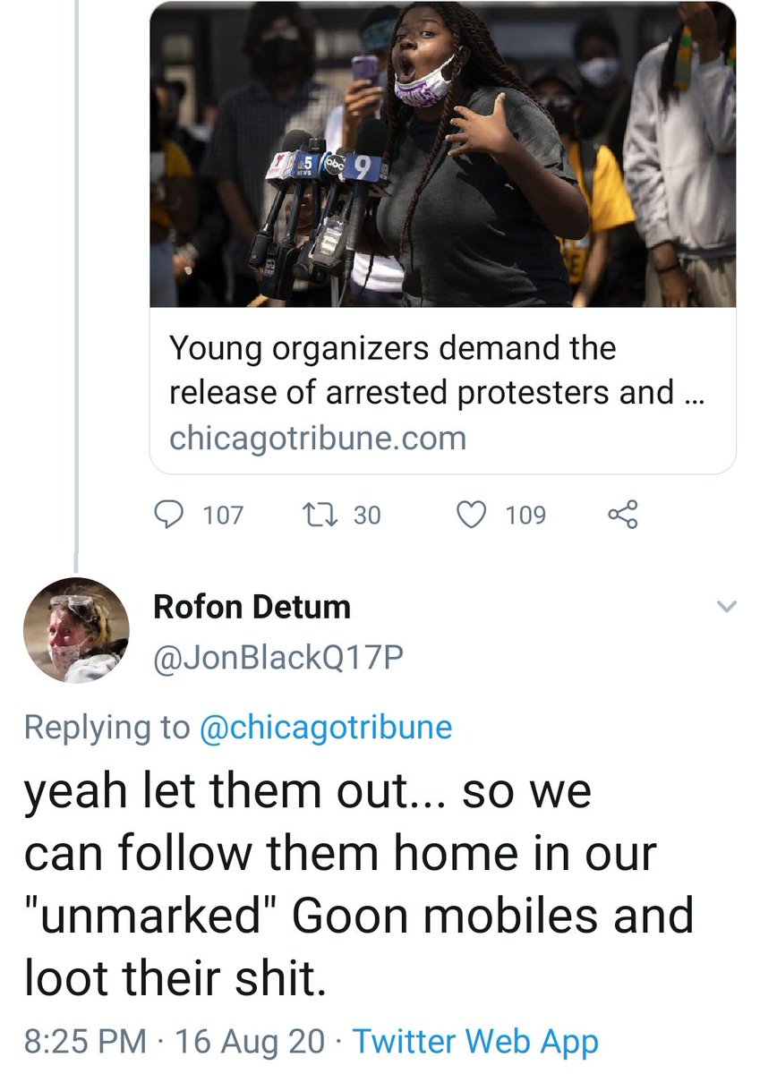 When young organizers demanded the release of arrested protesters, Jon tweeted "yeah let them out... so we can follow them home in our 'unmarked' Goon mobiles."