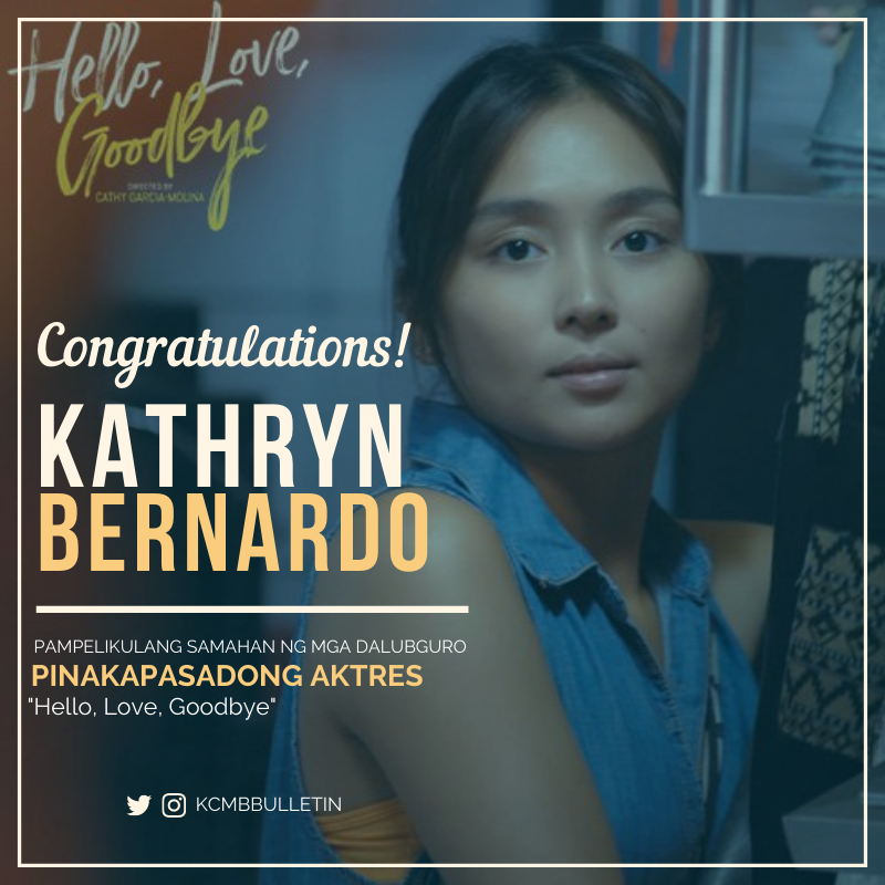 KCMBBulletin's tweet image. Congratulations, @bernardokath para sa isa na namang pagkilala sa iyong galing at talento! You continue making us proud!

Maraming-maraming salamat sa lahat ng bumubuo ng Pampelikulang Samahan ng mga Dalubguro ng Philippine Normal University sa pagkilalang ito!

#HelloLoveGoodbye