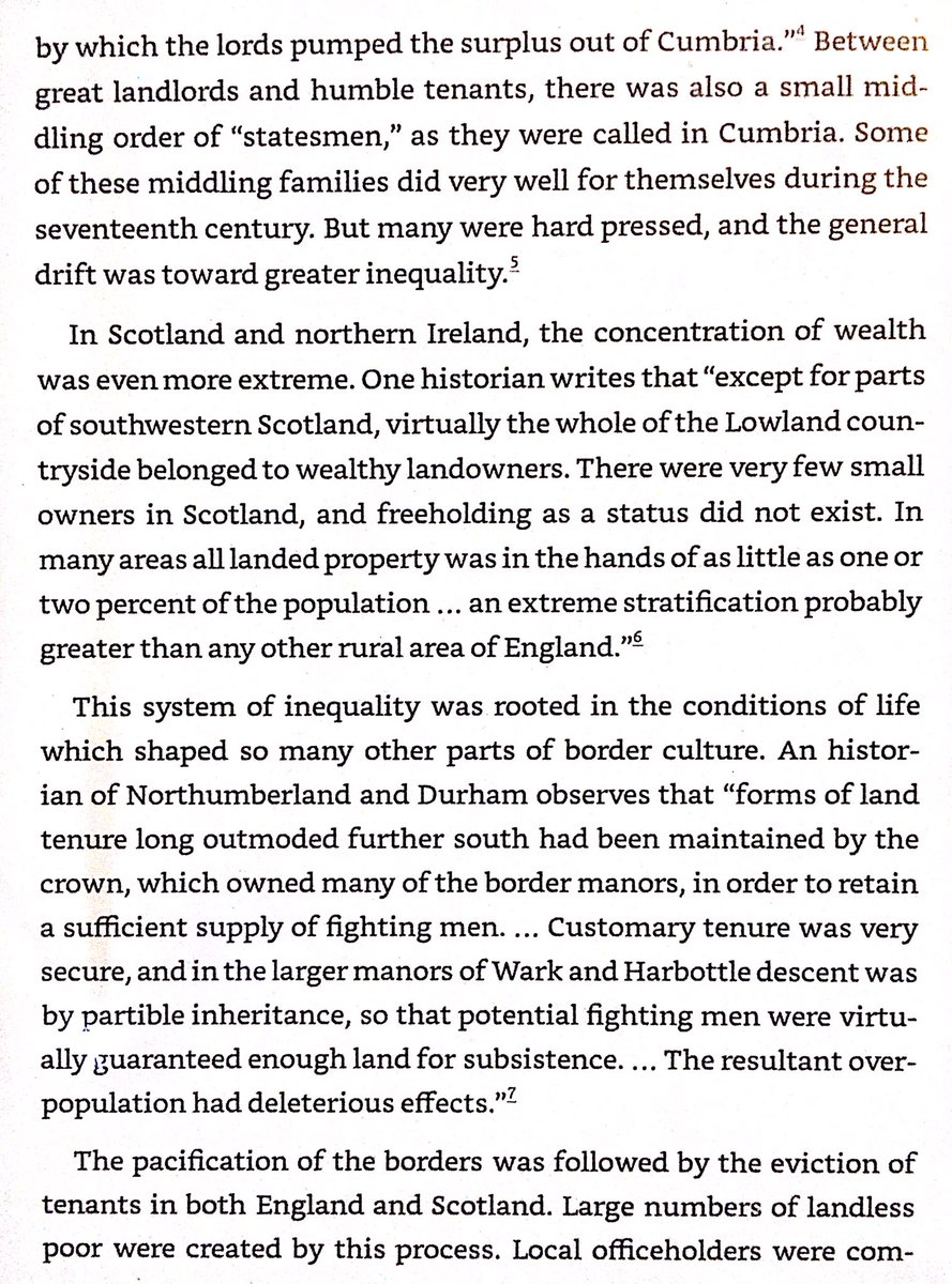 Inequality in Scots-Irish lands was extreme both in Britain & in America. Author gives example that 20% of families owned 82% of improved land & 99% of slaves in TN in 1850.