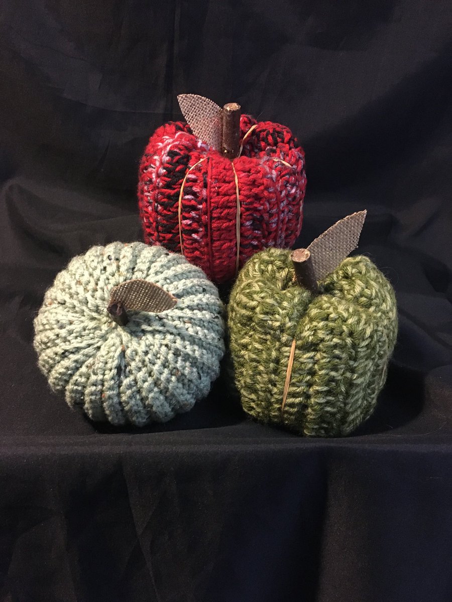 Some cute crocheted pumpkins. #farmhouse #thanksgiving #homedecor #Autumn