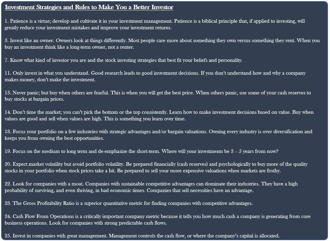 Excellent article - "34 Investment Strategies and Rules to Make You a Better Investor". h/t  @KenFaulkenberryPlenty of good points & reminders here for business focused long-term investors. @dmuthuk  @Gautam__Baid  @saxena_puru https://www.arborinvestmentplanner.com/34-investment-strategies-rules/My fav pts. 