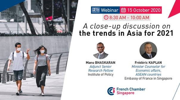 DGTresorASEAN's tweet photo. 🗓️Join us Oct. 15 &amp; ask your questions to M. Bhaskaran &amp; F. Kaplan on the #economic and #financial trends in #Asia for 2021

🗓️J-7! Le 15 Oct. Frédéric Kaplan, Ministre Conseiller au SER de 🇸🇬 répondra à vos questions sur l'#Asie en 2021

Pour s'inscrire👉https://t.co/miSEHdGfVp https://t.co/BYABVqvWCg