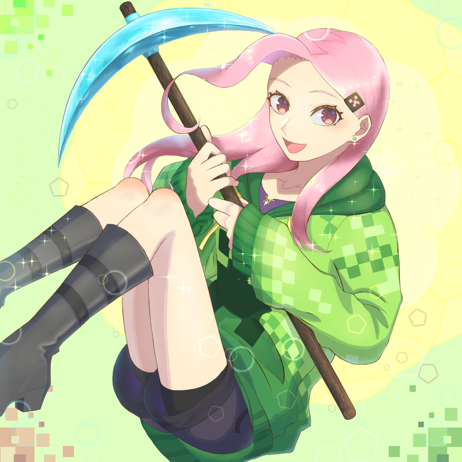 蒼鬼85 ということでお仕事という形で外さんのマイクラスキンを参考にアイコンを描かせていただきました クリーパーの顔の髪留めにクリーパーカーな女の子を楽しく描かせていただきました ご依頼ありがとうございました T Co Ekgqnv8g0s