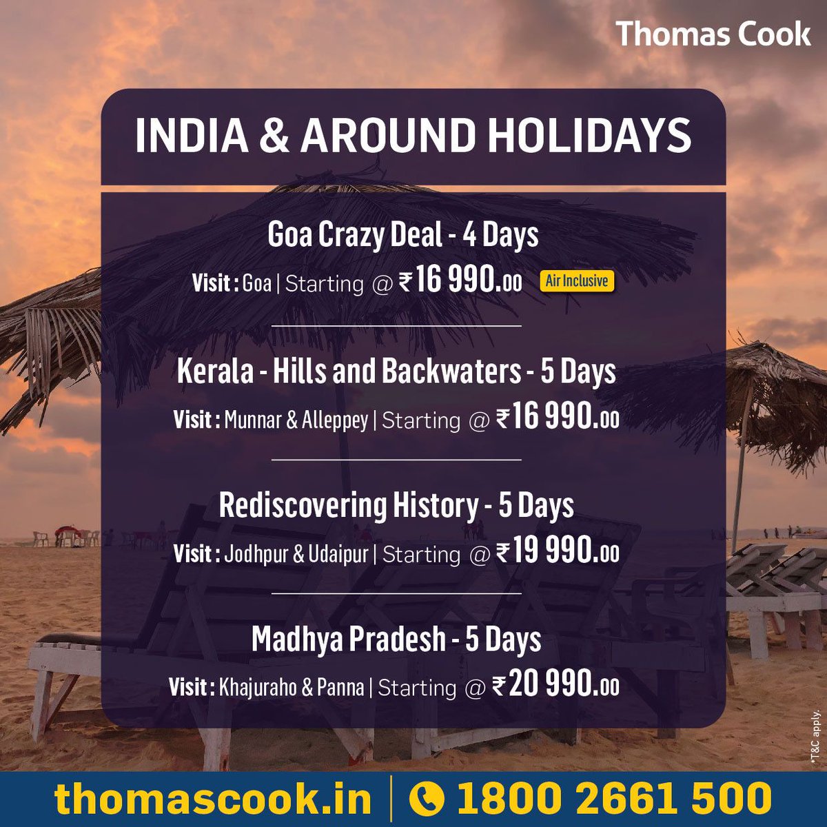 tcookin's tweet photo. #ThomasCookIndia presents #BestPriceChallenge. If you find the same package at a lower price, we will match the offer and pay you double the difference. 

Hurry, offer valid for a limited time. 

To know more click https://t.co/Ji9spaVBmi

#offers #grabnow #bestdeals #traveldeals https://t.co/pFchss3sK8