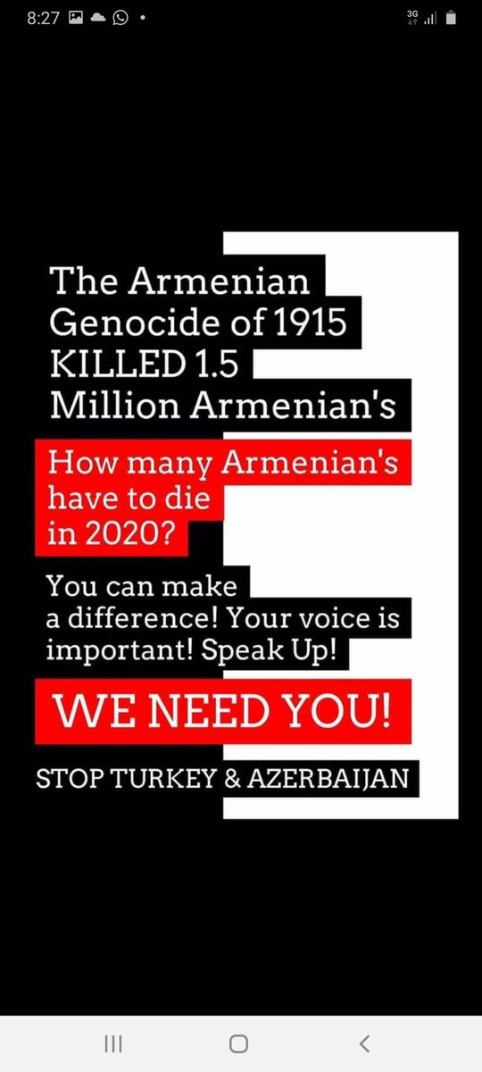 #ArtsakhStong 
#1915armeniangenocide
#NeverAgainIsNow 
#StopAzeriAgression 
#StopTurkeyAgression 
#StopAlieyv