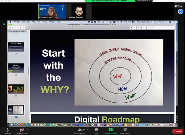 MissForrestEdu's tweet photo. A very informative session from @karen_pastro on the importance of Leadership having conversations and planning a Roadmap for implementing a successful Digital Education Plan in our schools for the Creative Springboards Festival @CSpringboards #apple #appledu #leadership https://t.co/Z4aEKiJQjC