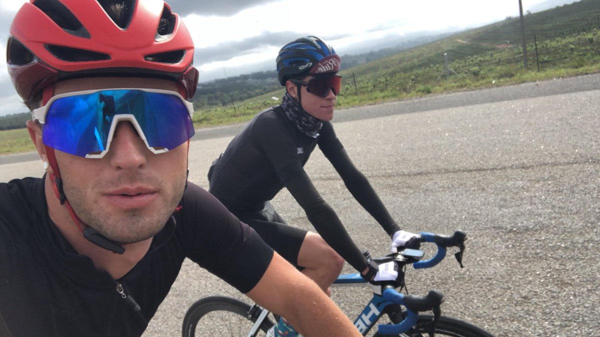 This is me riding my bike
With my training partner 
At home 
Happy