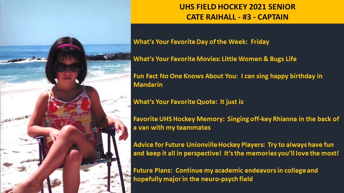 SENIOR SPOTLIGHT
Get to know the 
2021 S.E.N.I.O.R.S

Thursday’s Senior Spotlight....Captain Cate Raihall