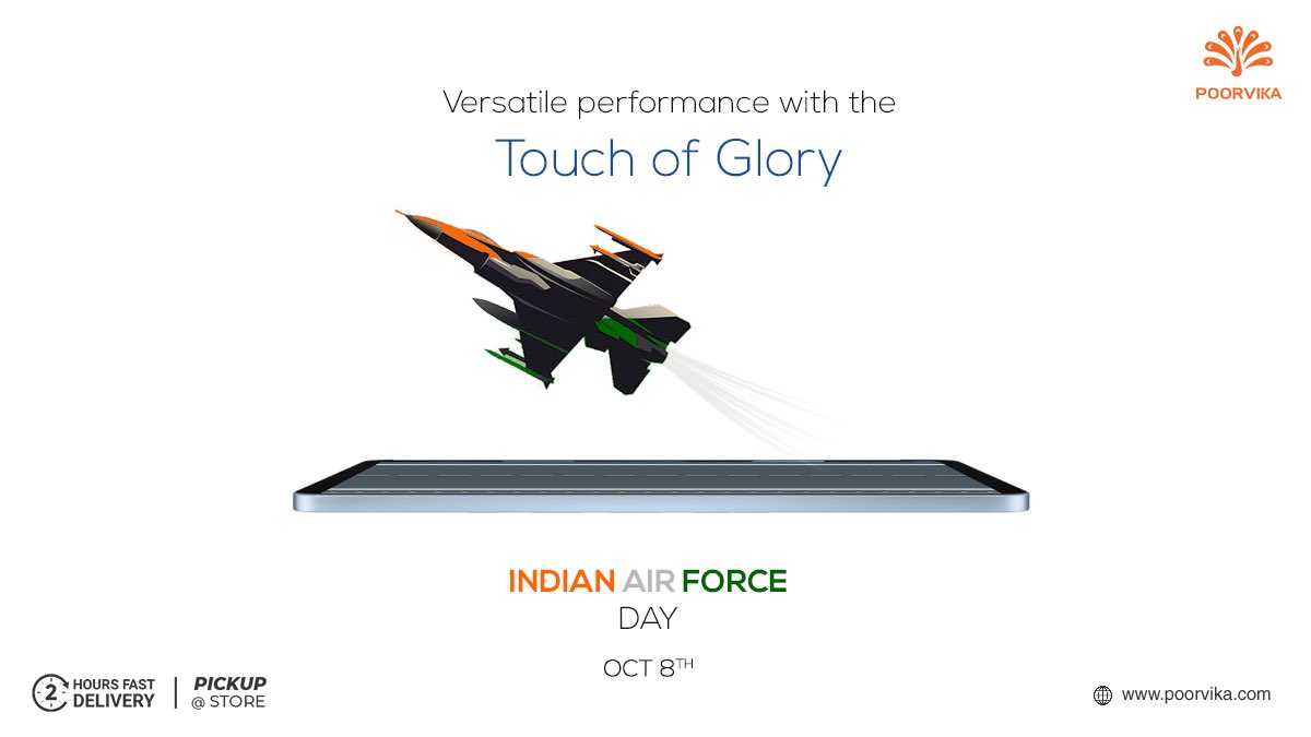 poorvika_india's tweet photo. Honouring the saviors of our skies, our flying warriors #Poorvikamobiles proudly wishes our armed forces a very happy #Indianairforceday !   
.
.
Shop Online 🌐 : https://t.co/6o6a1ttpdI
Offer 💰 : https://t.co/h5t2CnuOrN
.
#Poorvika #Airforceday #IAF2020 #IAF #Indianairforce https://t.co/MkQbhsJFdf