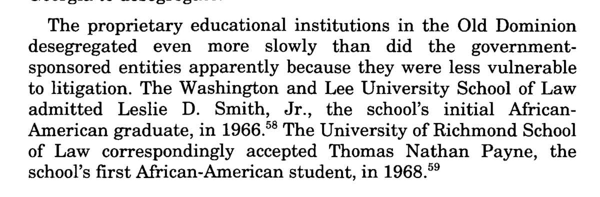 It appears that Richmond didn't repeal its policy until 1964, and no Black law student was enrolled there until 1968. https://scholarship.richmond.edu/cgi/viewcontent.cgi?article=1797&context=law-faculty-publications