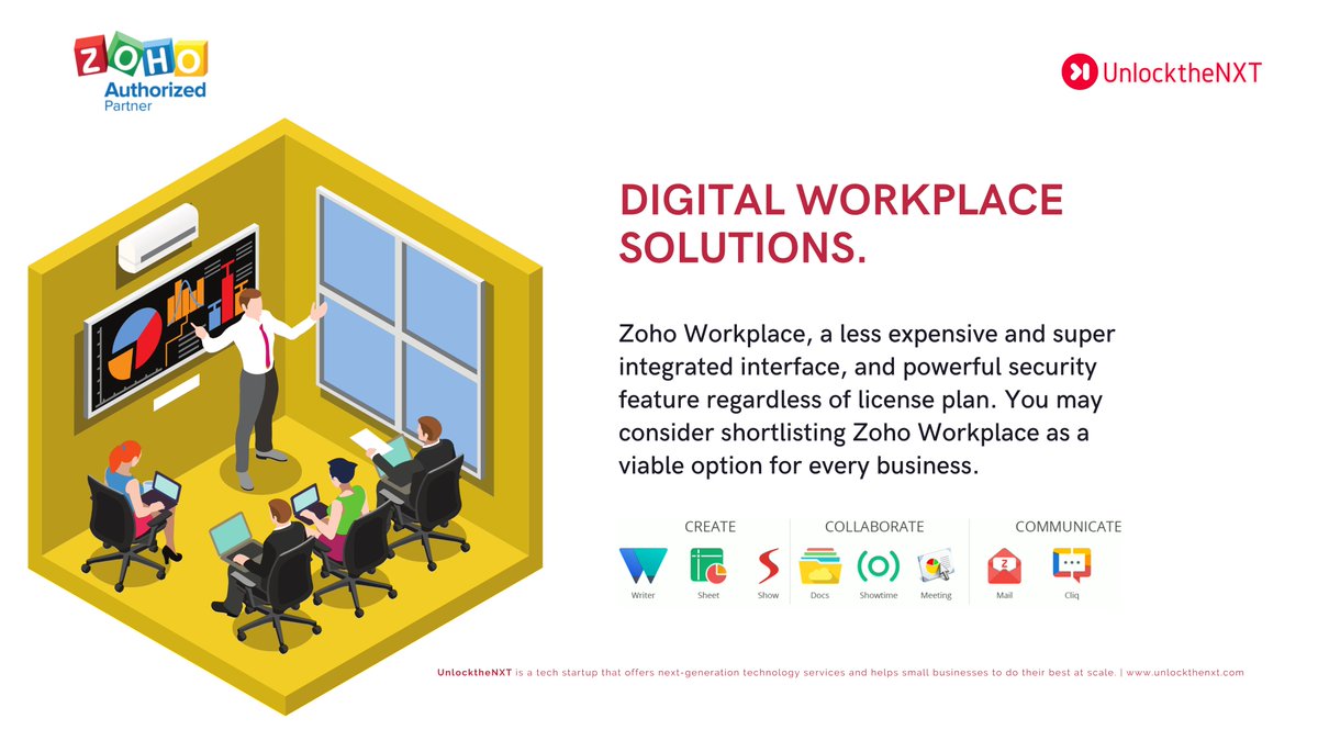 Unlockthenext's tweet photo. #ZohoWorkplace, a less expensive, super integrated interface, and powerful #security feature regardless of license plan. You may consider shortlisting #Zoho #Workplace as a viable option for every business.

Try it for free today - https://t.co/AxdanCEiWN

#startup #technology https://t.co/aEQXE0mvIp