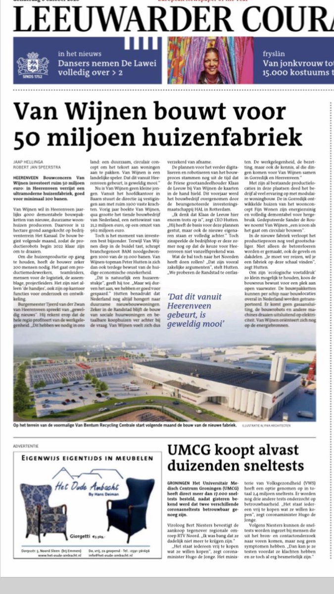 <a href="/VanWijnenGroep/">Van Wijnen</a> investeert in Fryslân <a href="/Heerenveen/">Gemeente Heerenveen</a> in een ultra moderne, duurzame en circulaire manier van bouwen. Een onderneming die inspeelt op de grote maatschappelijke opgaven van vandaag en morgen!