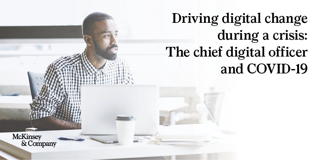 McKinseyAfrica's tweet photo. The #COVID19 crisis has placed tremendous pressure on organizations to adapt to a new digital reality. In the first instalment of our new McKinsey Africa #podcastseries, we learn how #chiefdigitalofficers ease organizations into this new normal. https://t.co/NoHKUOSIIM https://t.co/e2ou14ZmsT