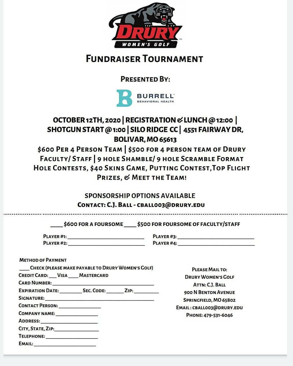 DruryWomensGolf's tweet photo. Still room for teams in our tournament happening at Silo on Monday Oct. 12th! Get your team signed up! https://t.co/u9ECwc99ma