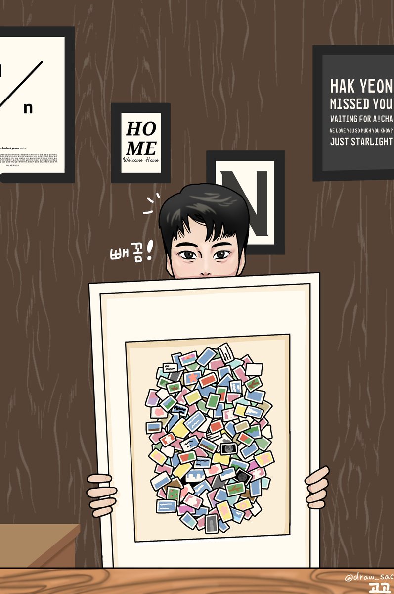 draw_sac's tweet photo. 멋진 우표 액자📮
#차학연 #학연 #N 
#학연아전역축하해 https://t.co/v5SneANljw