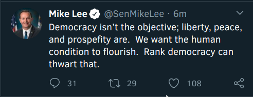JustResisting's tweet photo. @SenMikeLee I am posting this so that when you delete this fascist, disgusting tweet everyone will be able to see what you said. 

I hope you always remember that you chose Donald Trump as your Lord and Savior and enabled his atrocities. 

He couldn't have done this without you. https://t.co/zP2PKLzKg3