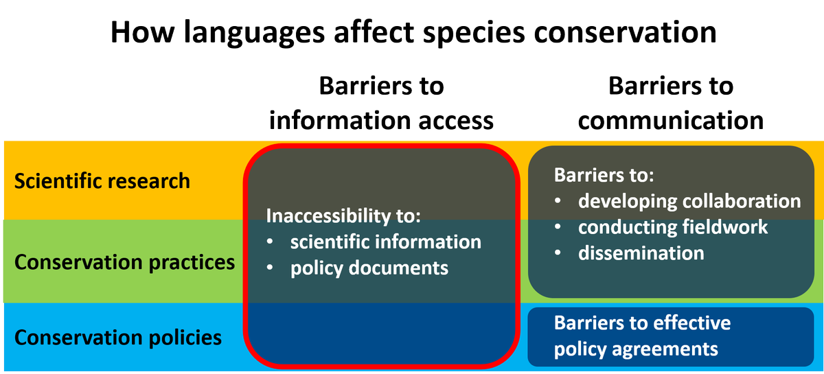 3  #ISTC20  #Sesh7 For shorebirds (or any species) language affects research, conservation practices & policies through these processes. First, a species’ distribution spanning across countries means important information on the species might be scattered across different languages