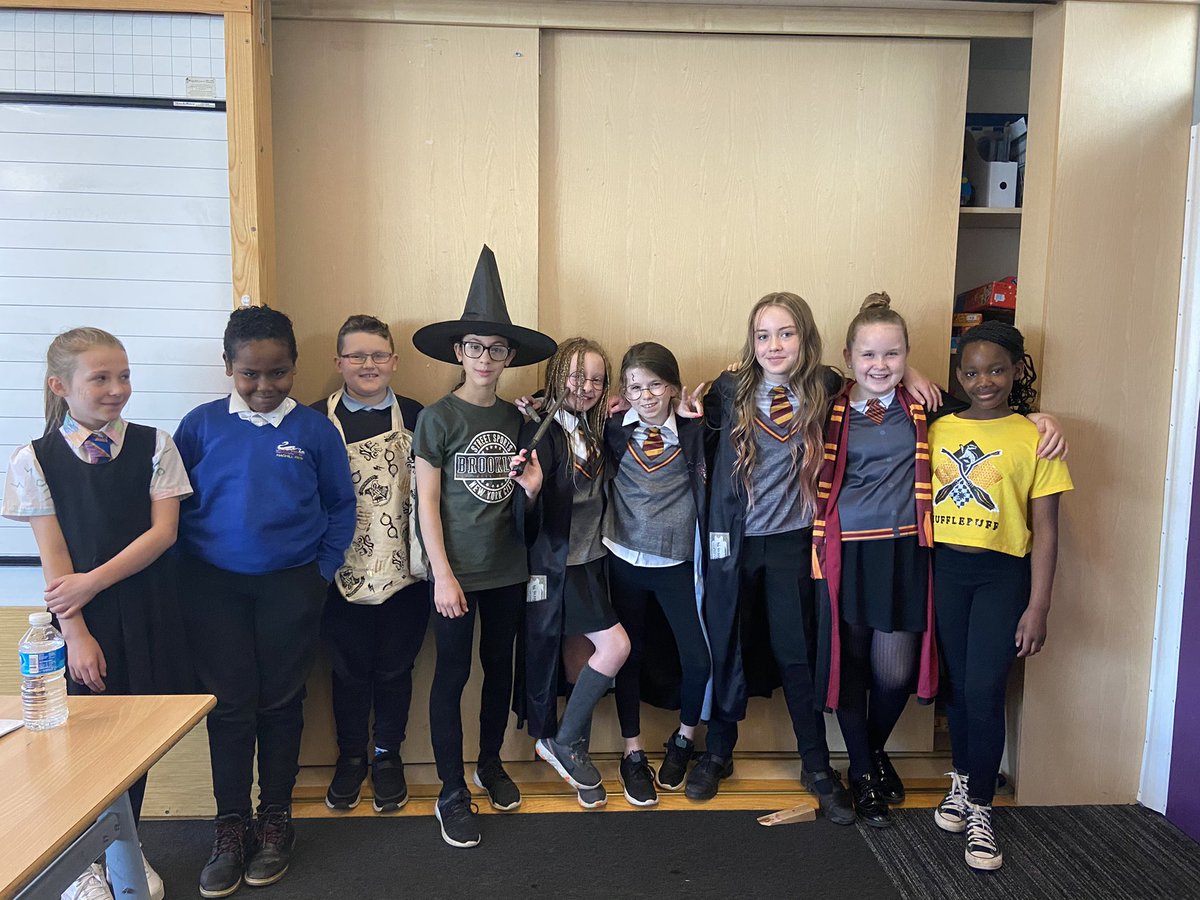 It’s a very exciting day in P6/5 these pupils wore Harry Potter inspired outfits to school today to celebrate the end of our book #harrypotterday #classnovel @HaghillTeam