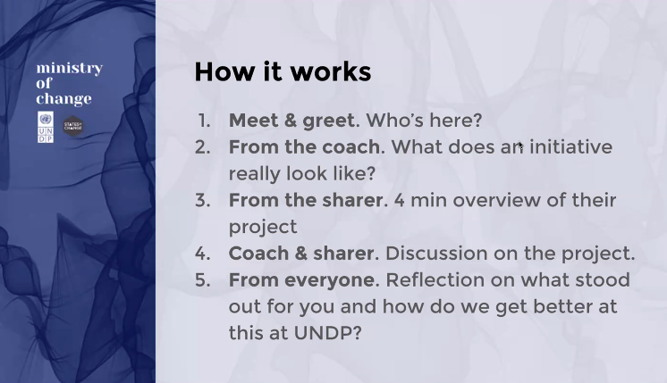 UNDP_InnoAP's tweet photo. Happening now! Kicking off #PractitionerCoaching session #3 of the week, focused today re: #PortfolioDesign w/ @gina_a_belle @ChoraFoundation w/ our innovation #COP #MinistryofChange https://t.co/qlO4lagdlF