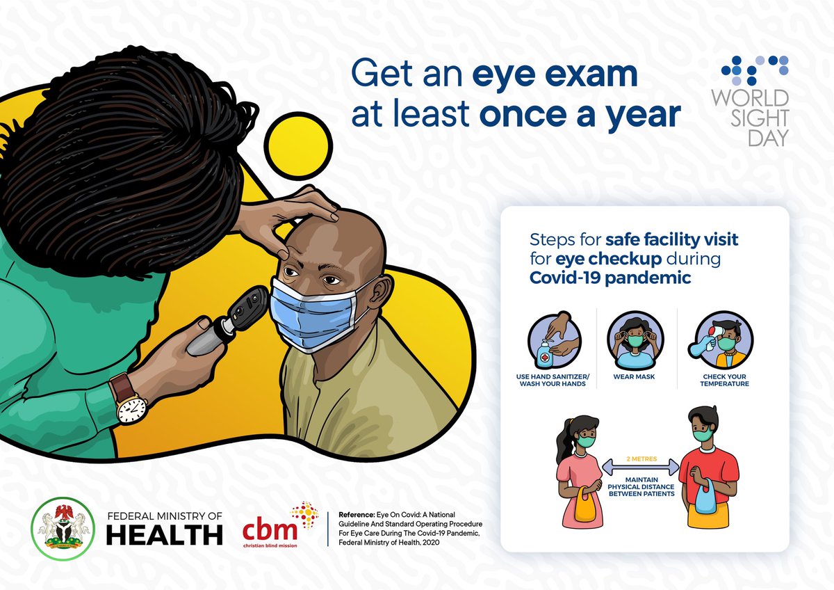 The National Eye Health Programme of the Federal Ministry of Health, Nigeria wishes you a Happy World Sight Day. This is sponsored by <a href="/CBMworldwide/">CBM Christian Blind Mission</a> <a href="/Novartis/">Novartis</a> #WorldSightDay #WorldSightDay2020 #WorldSightDayNG #HopeInSight