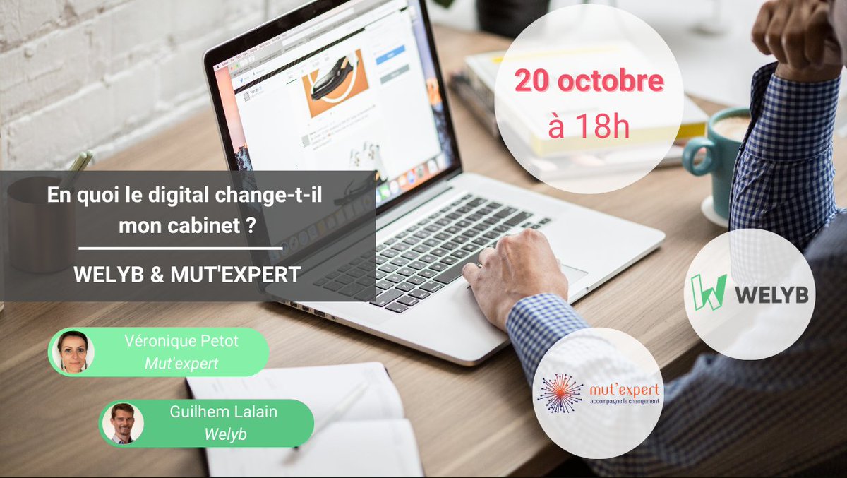 Guilhem Lalain de Welyb  et Véronique Petot de MUTEXPERT vous donnent rendez-vous le 20 octobre à 18h, pour un #webinaire qui évoquera les freins psychologiques et/ou organisationnels qui peuvent ralentir votre #transitiondigitale.💻

Inscrivez-vous !🧚‍♂️ bit.ly/2GJ9UoA