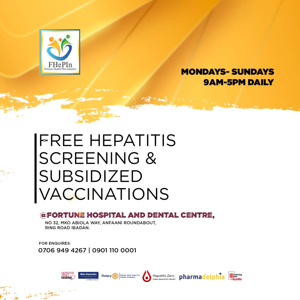 FHEPIN1's tweet photo. Free Screening and Subsidized vaccination in Ibadan.
#zerohepatitis #Hepatitis #healthcare #Health @WHO @WHONigeria @hepatitiszerong @ThePalmsMallng https://t.co/RIRefpeUd6