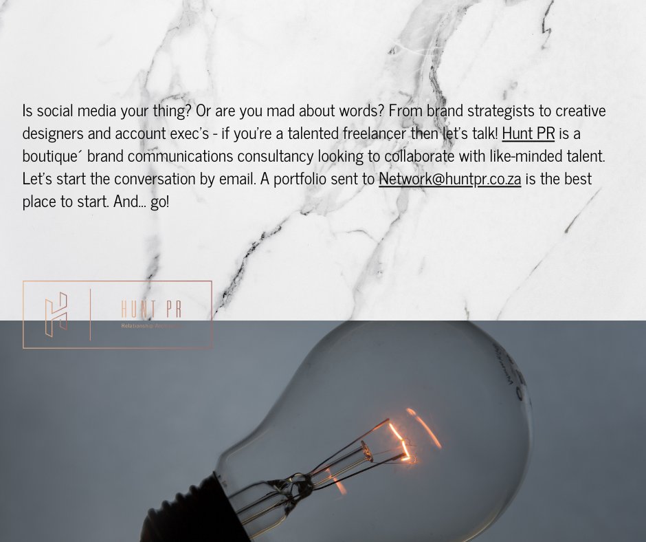 HuntPR_SA's tweet image. Marketing freelance talent? This is for you...