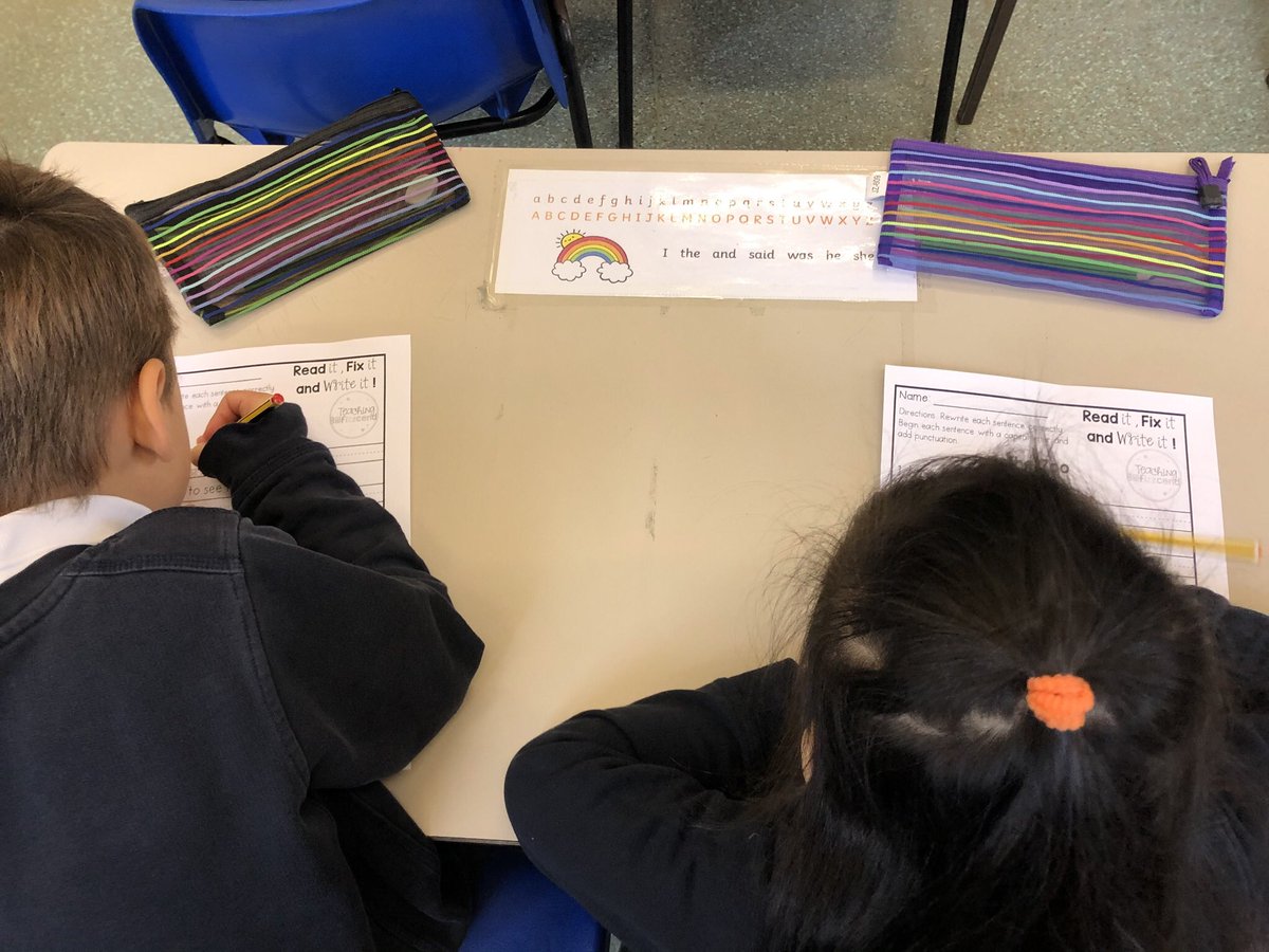WyvilPrimary's tweet photo. The benefits of an earlier start to the school day, not only allow for children to all enter school safely, but also for extra learning time: Y1 are starting the day with some handwriting and punctuation practise. @GrammarMasters8 @NHA_news @TeachHW #EnglishAtWyvil #WyvilFamily https://t.co/l3yXxK8fGP