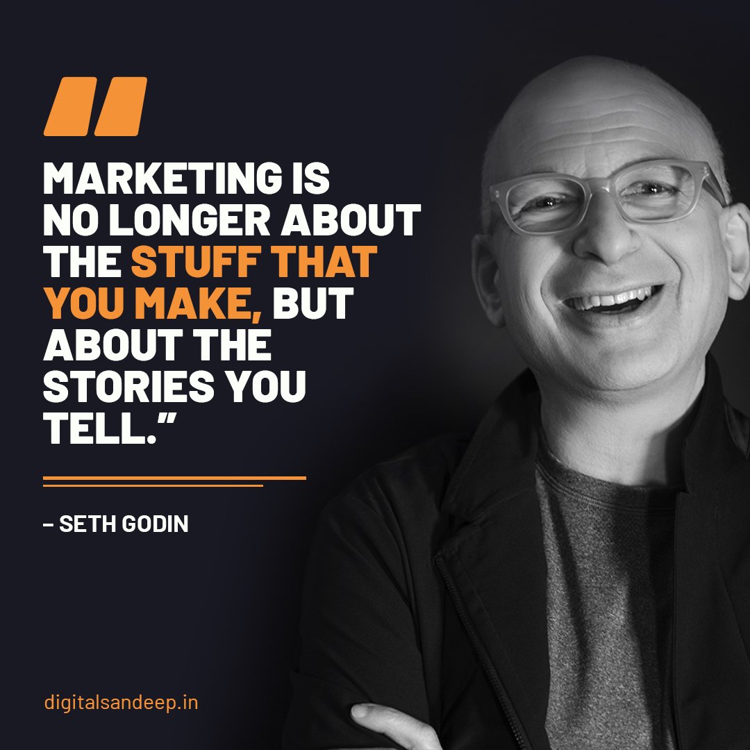 kadam_sandeep's tweet photo. Marketing is no longer about the stuff you make, but about the stories you tell
#marketingnews #MarketingAutomation #sethgodin #indianmarketer #digitalmarketingaurangabad https://t.co/0UVPN5RLTu