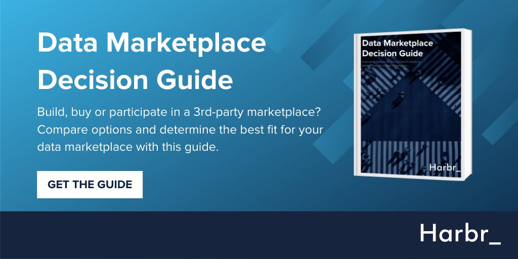 HarbrData's tweet image. Need a data marketplace, but unsure of the best approach? Let us help you compare.
Download our Data Marketplace Decision Guide to help you navigate what is the best option for you! Get the guide here: bit.ly/3iHU9f0

#datamarketplace #decisionguide #dataproducts