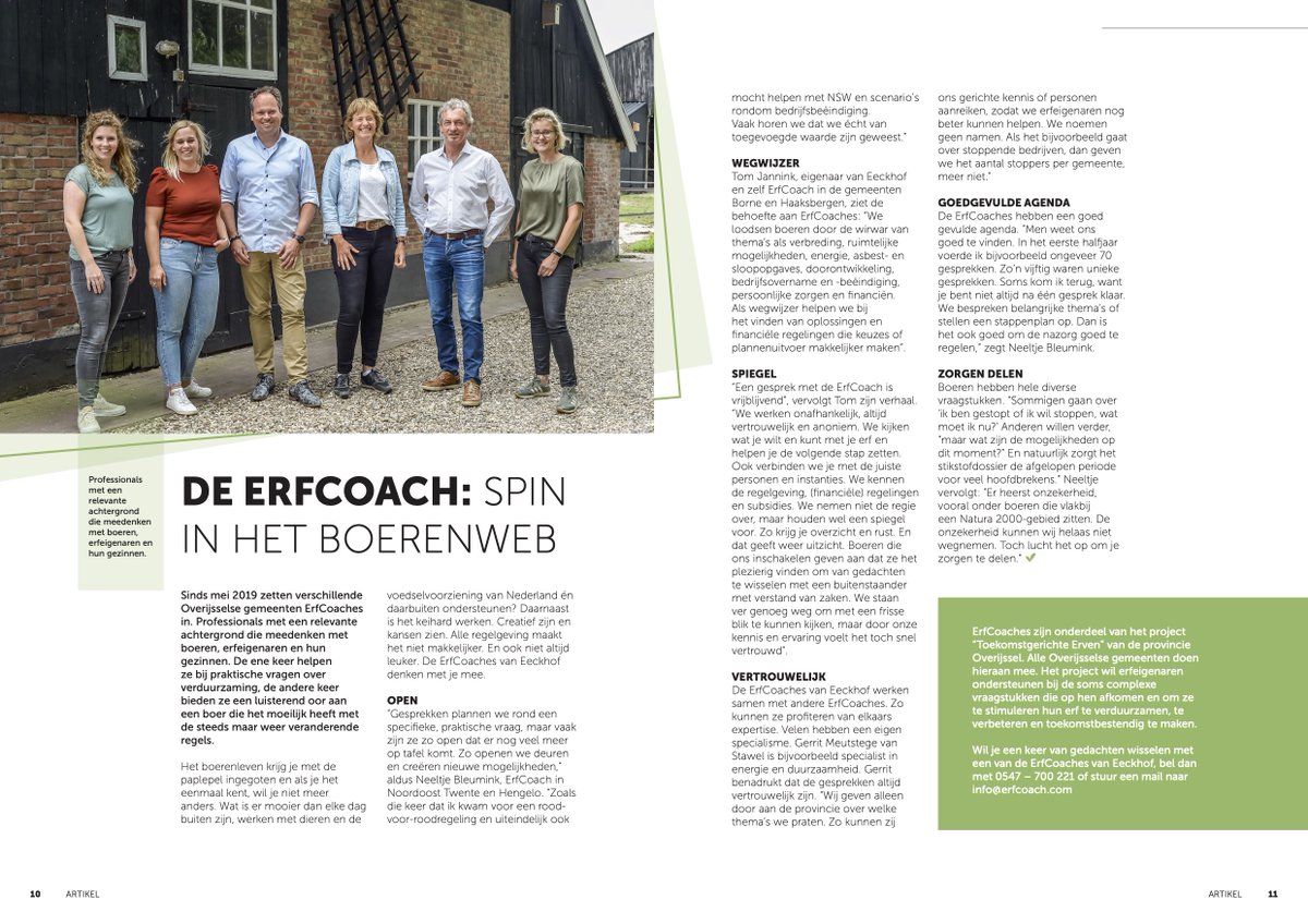eeckhof's tweet photo. We staan met een mooi artikel in het eerste nummer van het nieuwe magazine Hart voor Boeren dat samen met @agritrader - werd verspreid. Onze @erfcoach collega's vertellen vol passie over hun werk!  #platteland #trotsopdeboer #boerenleven #meedenkkracht https://t.co/0VxuW1otn9
