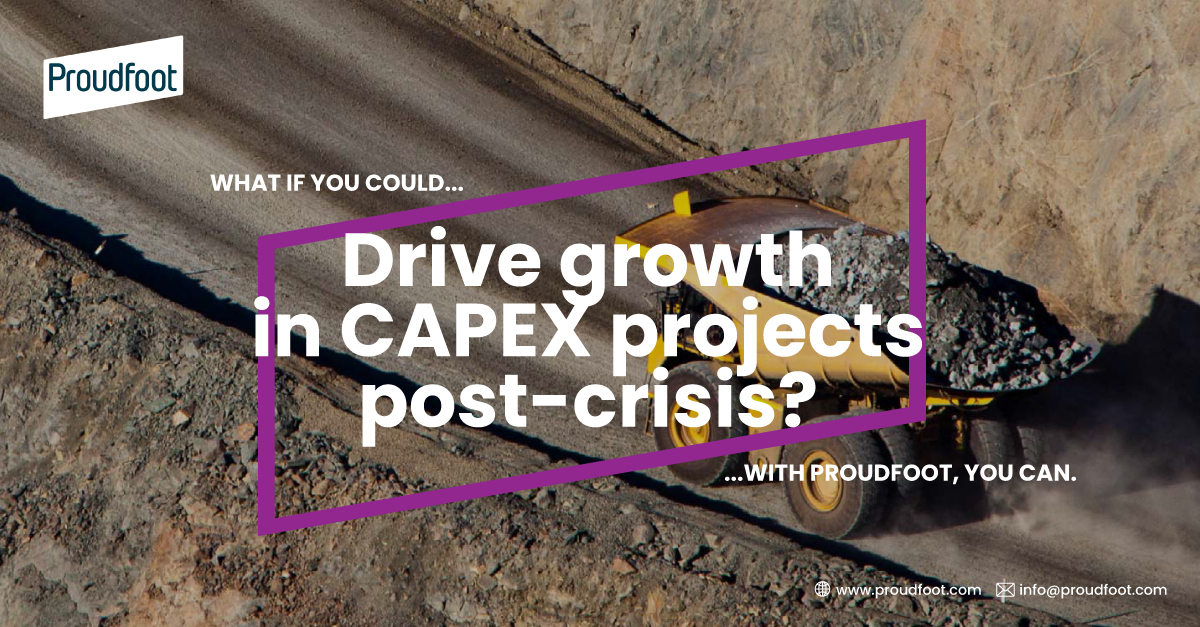 With the global crisis disrupting many #mining #CAPEX projects, leaders are now looking at accelerating the road to recovery. Get ahead with Proudfoot's insights on how to transform your next mining project at bit.ly/33CRpvh. #Proudfoot #operationalresilience
