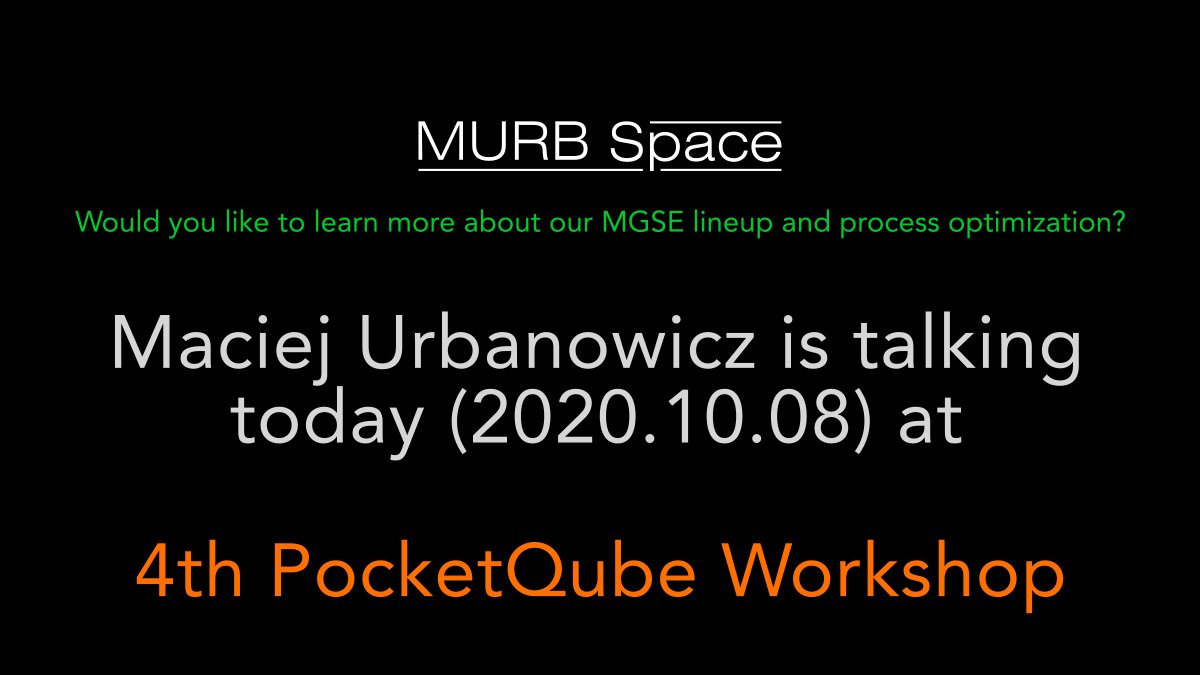 MURB Space (@murbspace) on Twitter photo Our <a href="/mac_urbanowicz/">Maciej Urbanowicz</a> is presenting today a paper "3D MGSE - more efficient mass production of small satellites by implementing the process optimization approach" during @PQWorkshop. Visit pocketqubeworkshop.com to learn more. #satellite #mgse #3dmgse #1dmgse #PocketQube #CubeSat Our <a href="/mac_urbanowicz/">Maciej Urbanowicz</a> is presenting today a paper "3D MGSE - more efficient mass production of small satellites by implementing the process optimization approach" during @PQWorkshop. Visit pocketqubeworkshop.com to learn more. #satellite #mgse #3dmgse #1dmgse #PocketQube #CubeSat