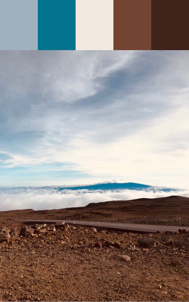 ａｏｉｔａｔａｎ Adobe Captureをスマホに入れたら 日々の中で気になった景色からカラーパレットを生成できるようになった これはハワイ島のマウナケアから作ったパレット こっくりブラウンとブルーグリーンがツボ Adobe Adobecapture カラー