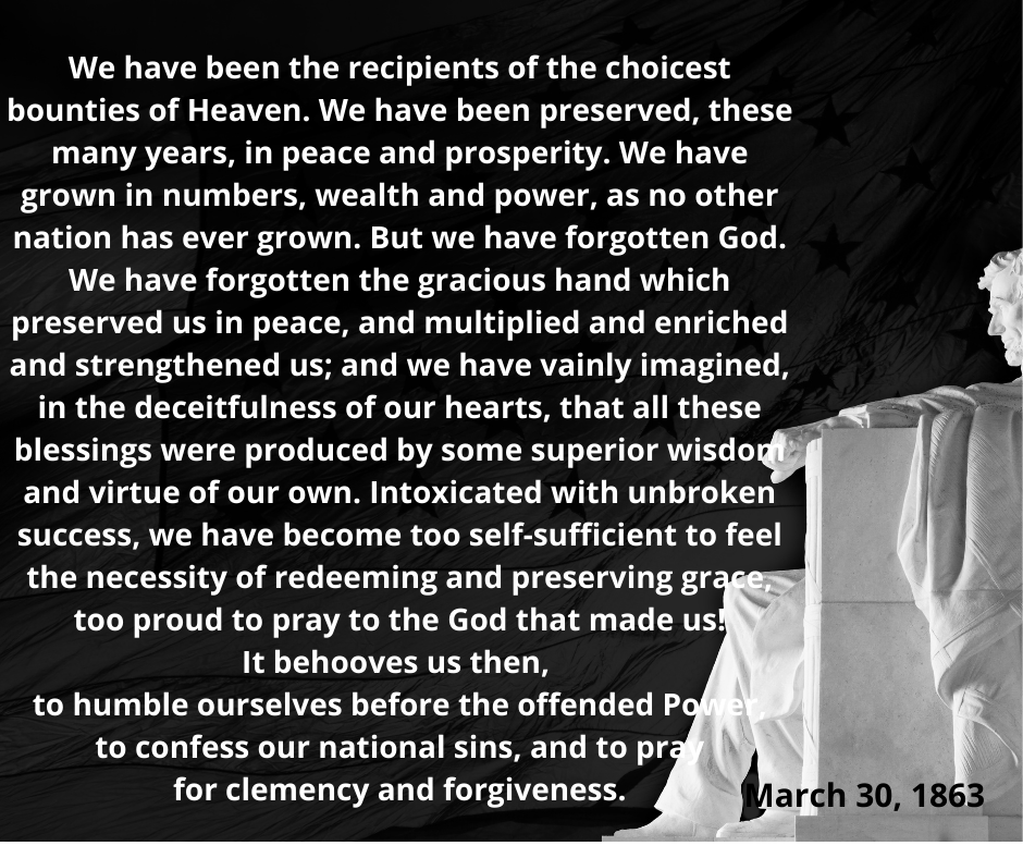 Words of wisdom from Honest Abe from his proclamation for a day of fasting #repentancematters #prayermatters